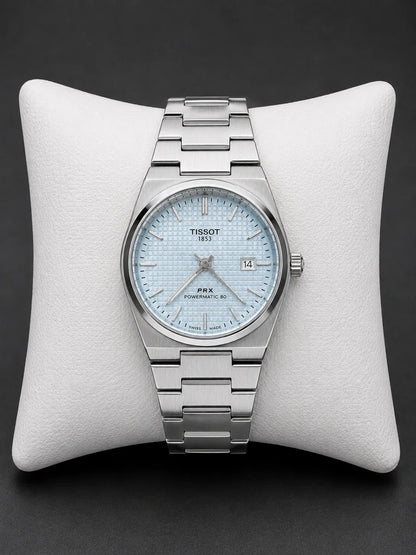 Tissot PRX Powermatic 80 Ice Blue Dial Stainless Steel Men's Watch Front View